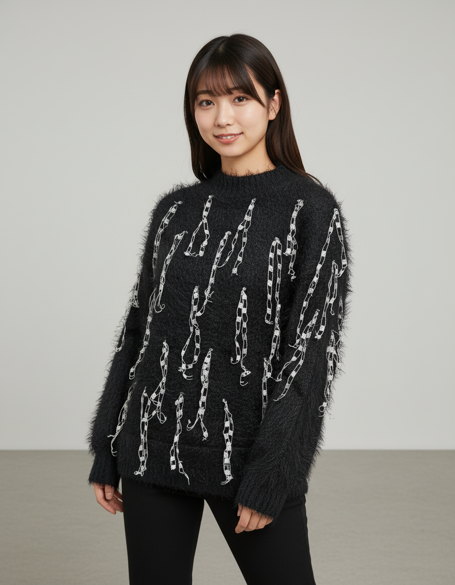 Black Chain Pattern Sweater